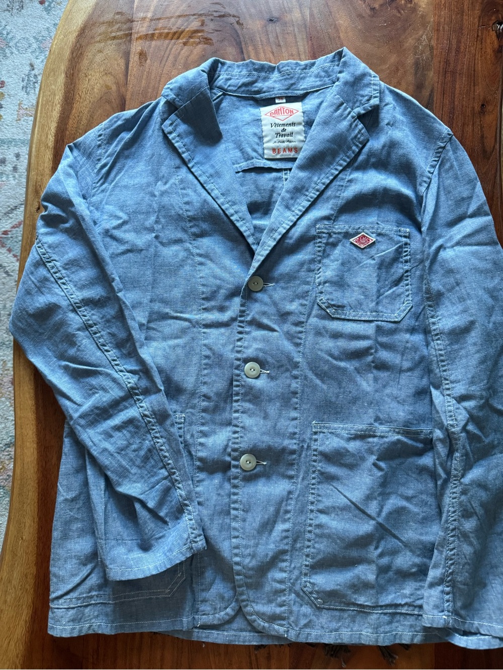 DANTON x BEAMS Work Jacket Chore Coat Linen Cotton Made in Japan 38
